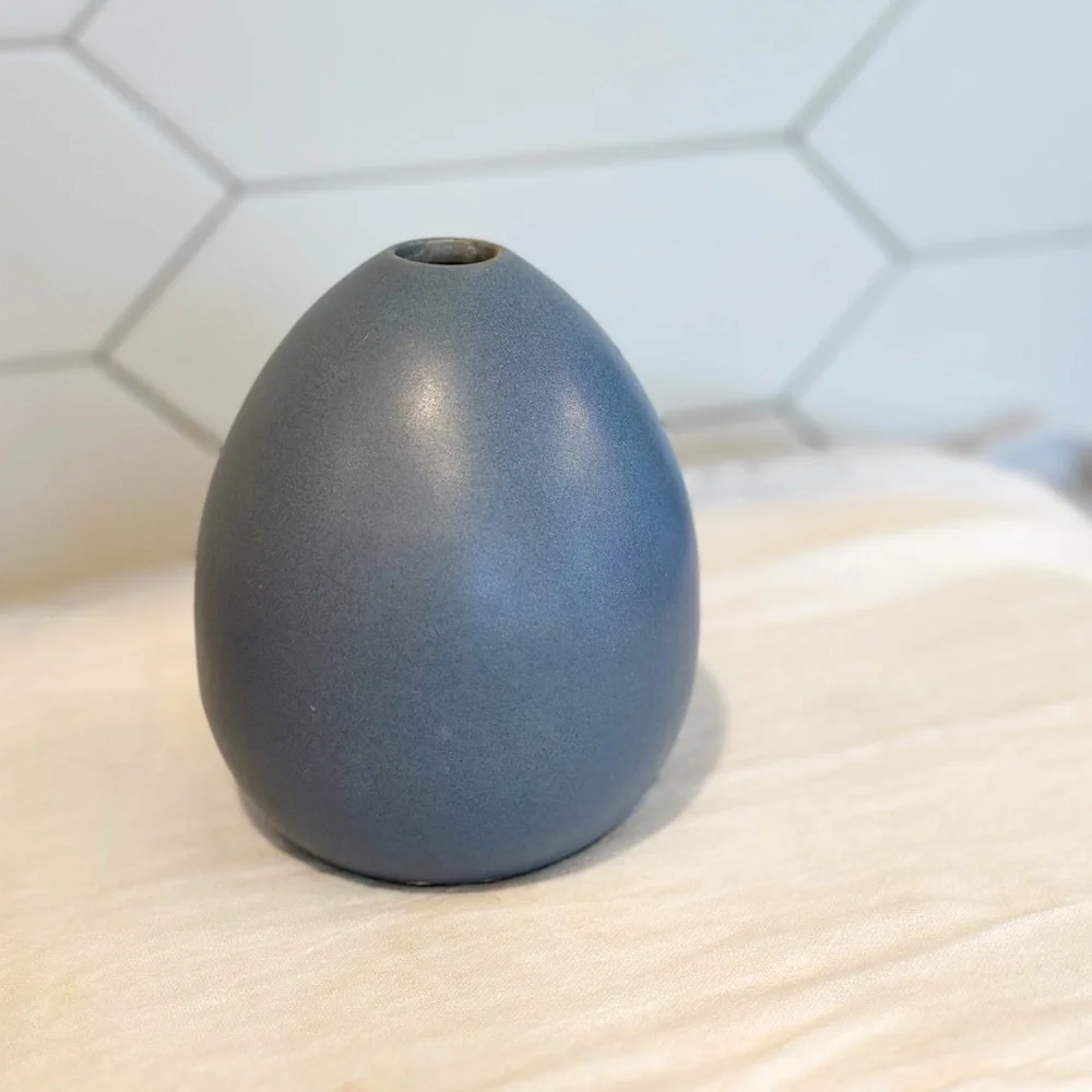 West Elm Slate Blue Ceramic Egg Vase
